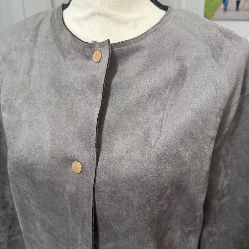 Zara jacket faux suede fur gray small preowned - Picture 4 of 12